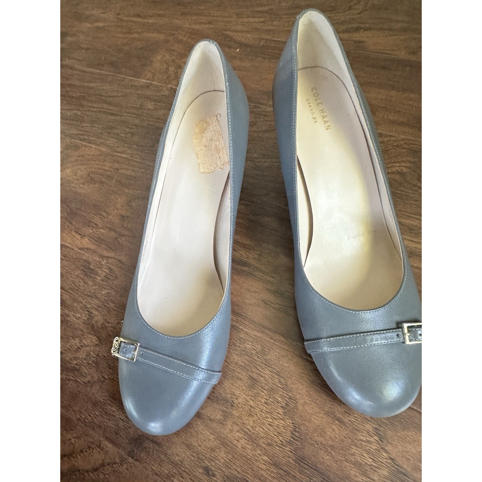 Cole Haan Wedge Pump Women Size 12 B. Grey Grand.Os Buckle W05286
